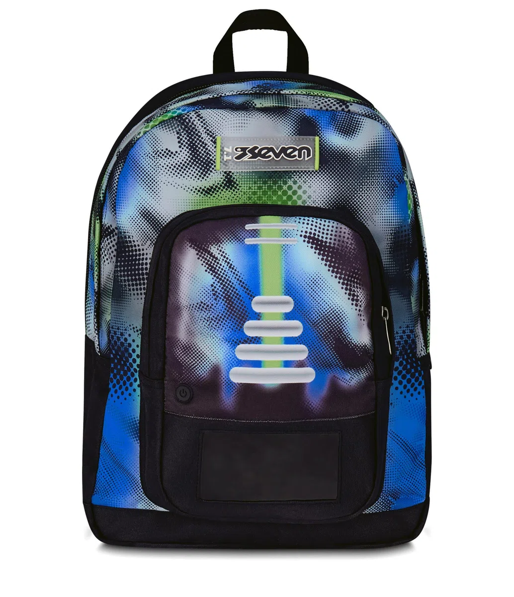 Seven Zaino Scuola Freethink Write Down, Blu, Doppio Scomparto Con Tasca per PC e Tasca per Borraccia, Capienza 34 litri, Scuole Medie e Superiori, Per Ragazzo e Ragazza
