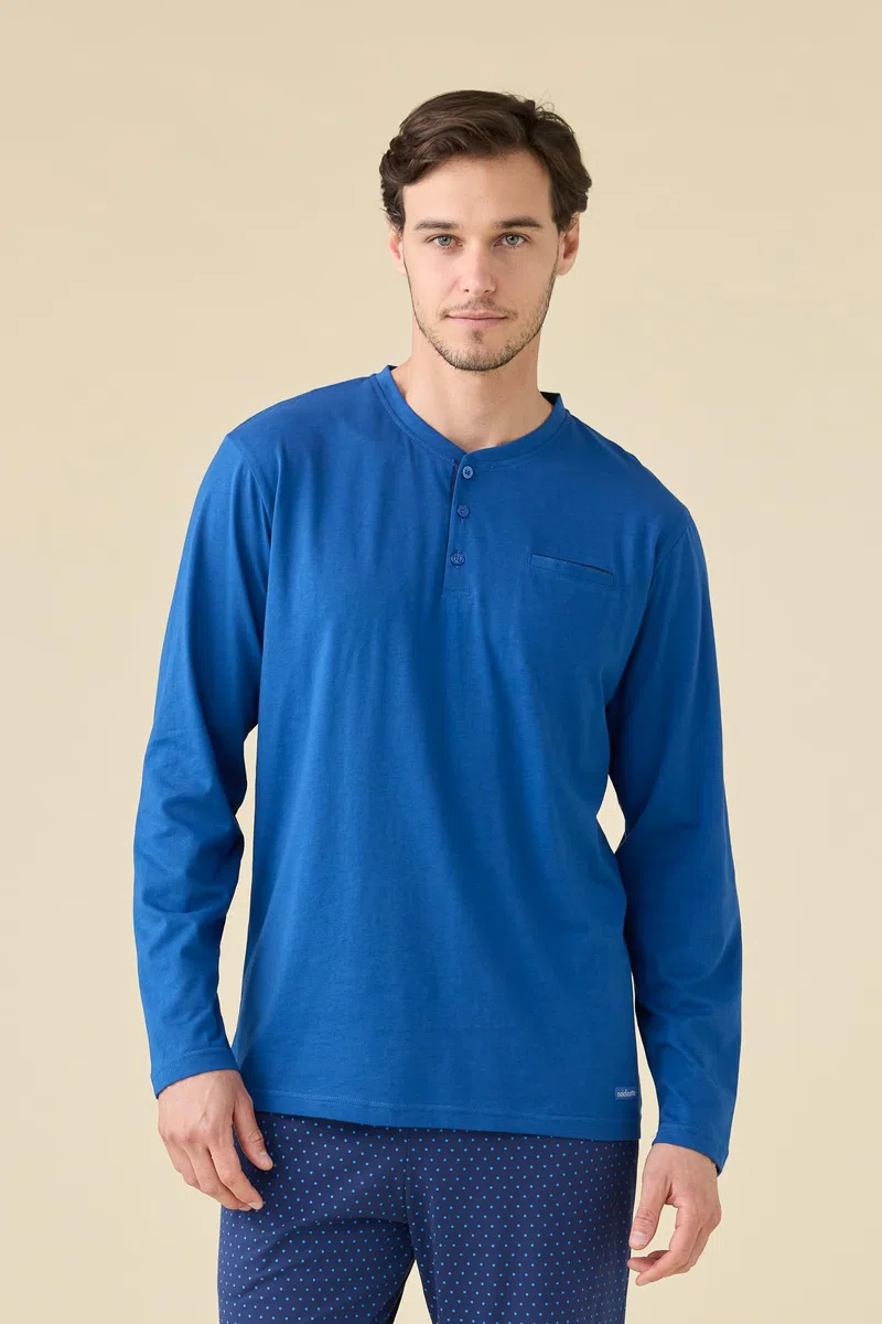 Noidinotte - Pigiama Uomo in Cotone Top Manica Lunga e Pantalone Lungo