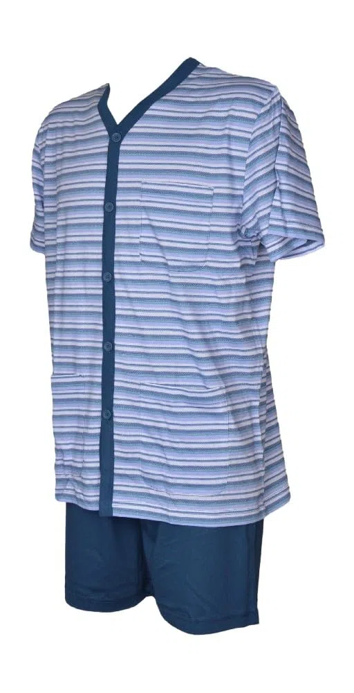 RAGNO Pigiama Uomo Corto Maglia Mezza Manica Aperto Davanti in Maglina di Cotone Articolo U888N0