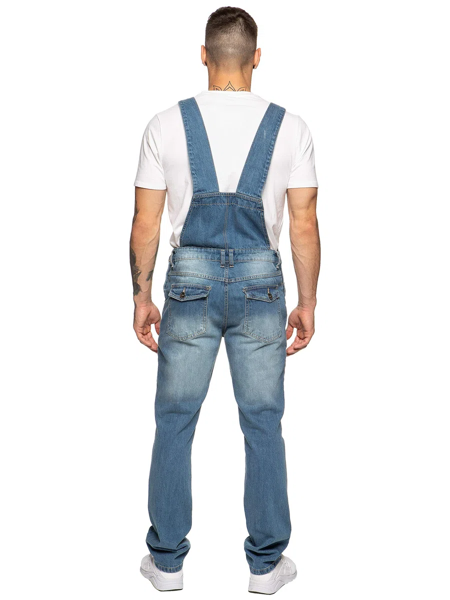 Salopette da uomo in denim EZD390 in cotone, resistente, taglie 30-50