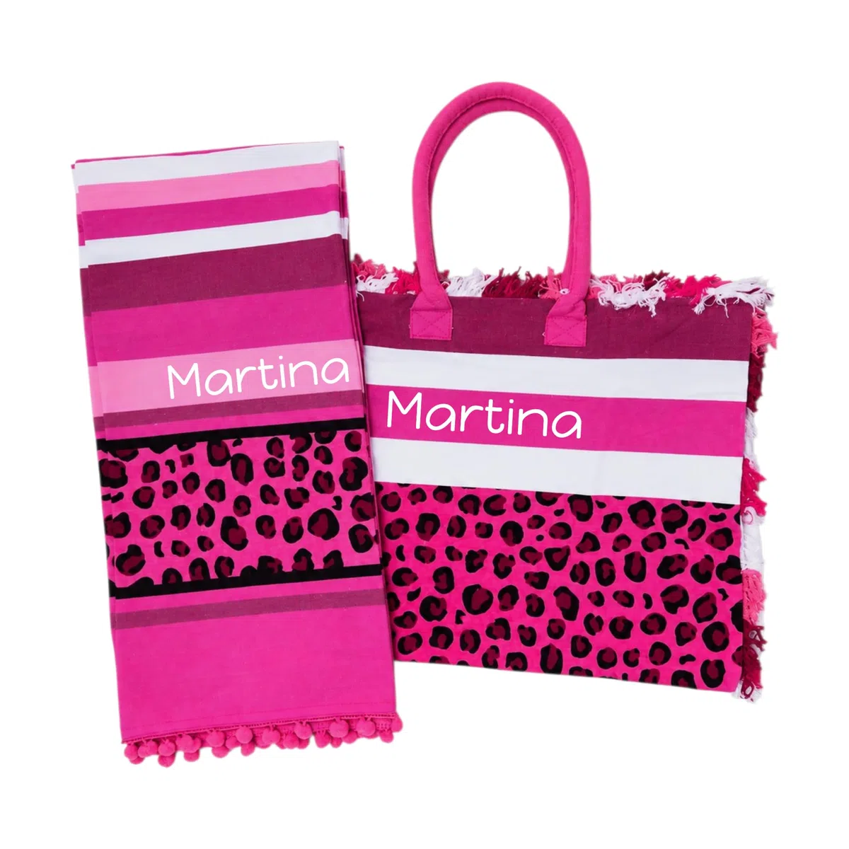 Borsa con telo mare personalizzabile con ricamo. Idea regalo per donna. Animalier