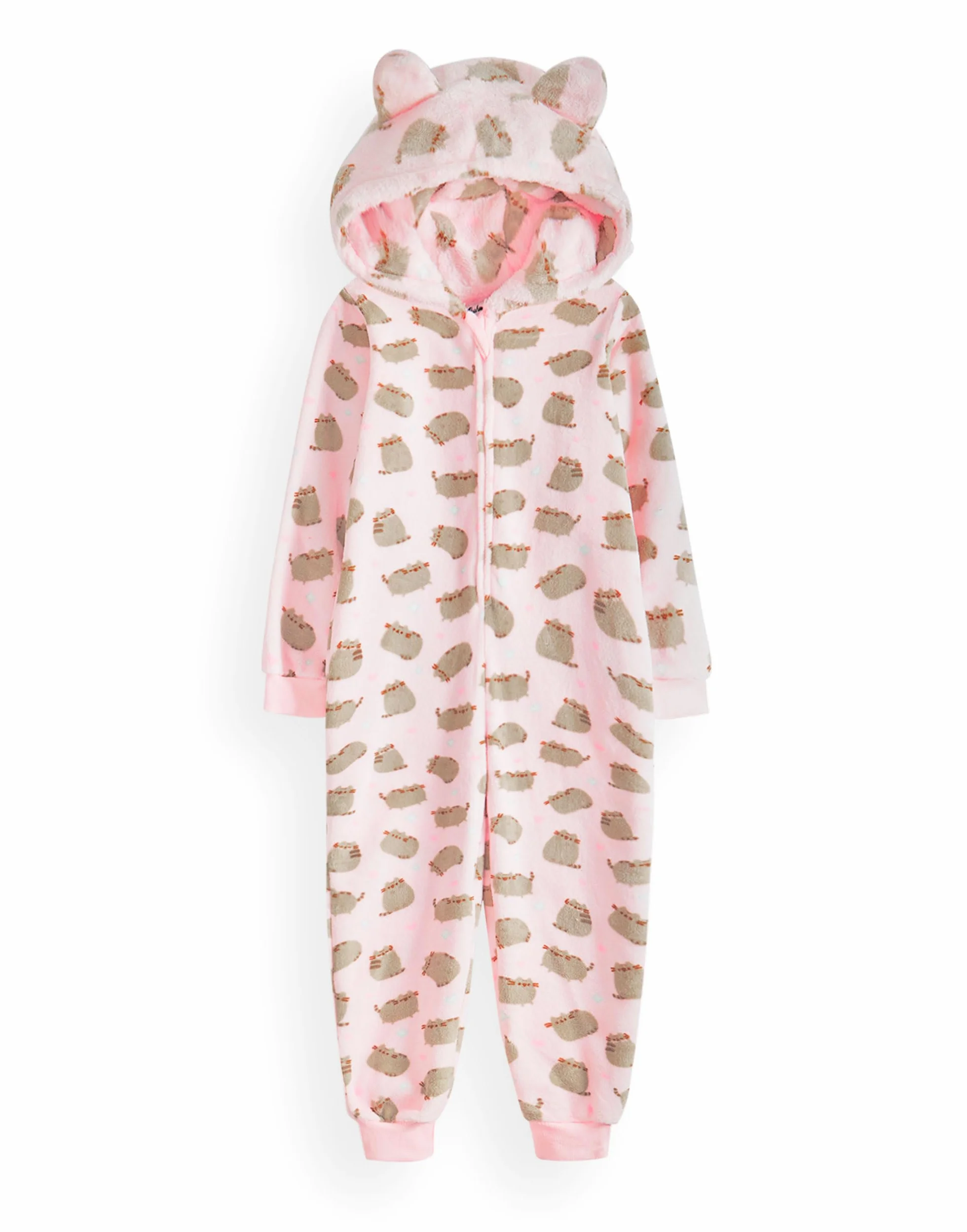 Pusheen The Cat Onesie per Ragazze | Bambini Adolescenti Rosa Multi Marrone O Opzioni Personaggio Pigiama Gatto | Cappuccio in Pile Sherpa con Zip