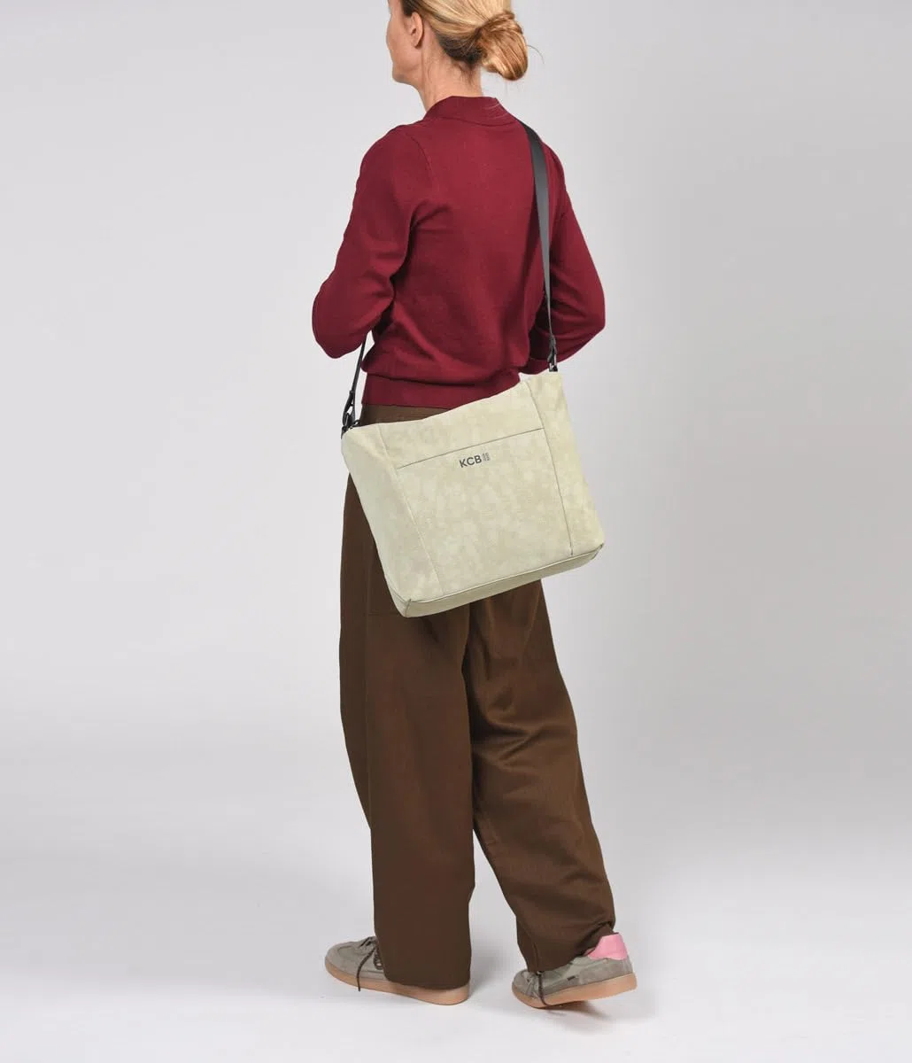 KCB Borsa a tracolla grande Hide | grande capacità e organizzazione | tasche multiuso con cerniera | materiale resistente | maniglie regolabili | 100% vegano