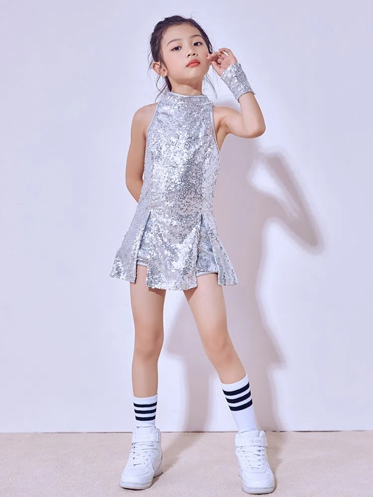LOLANTA Costume da Ballo con Paillettes per Ragazze - Abbigliamento Hip-Hop per Bambini