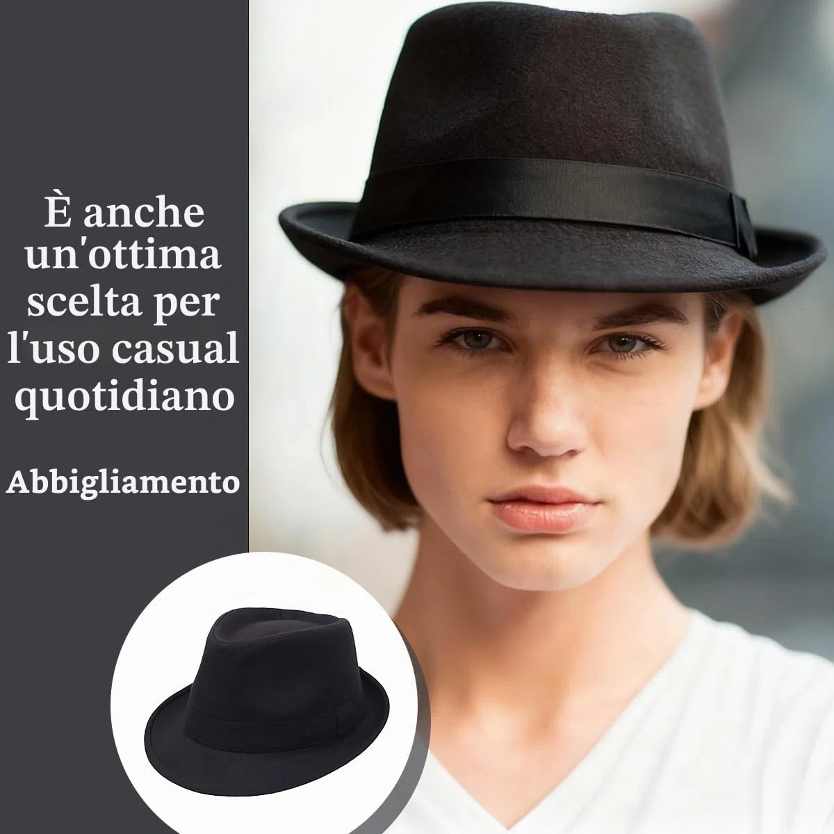 Happyupcity Cappello nero strutturato da uomo Manhattan Gangster Trilby Fedora Jazz Cap Floppy Panama Gentlemans Cappello piatto