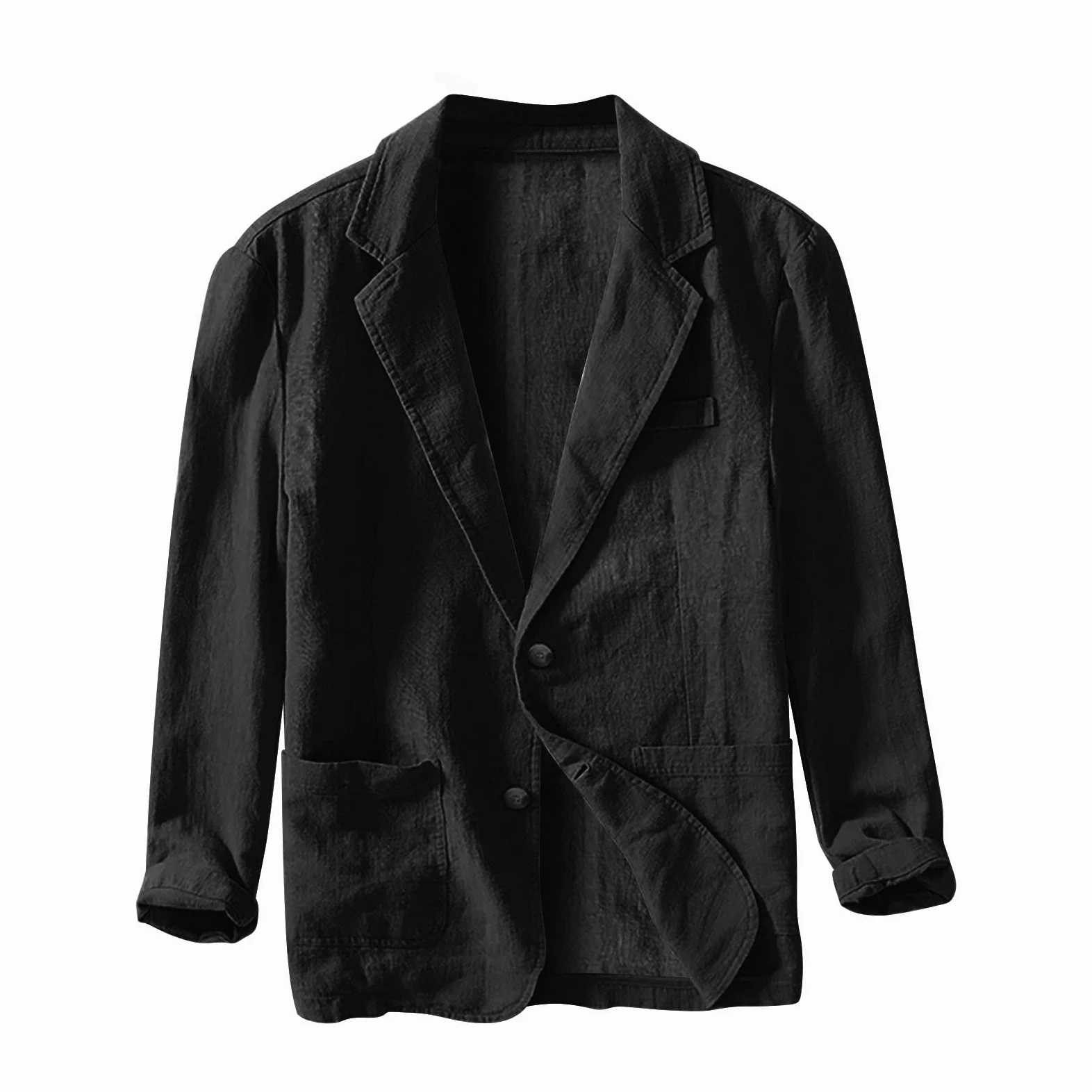 Giacca in lino, da uomo, casual, blazer, in lino, traspirante, con bottoni, leggeri, per il tempo libero, estivi, taglie forti, giacca casual