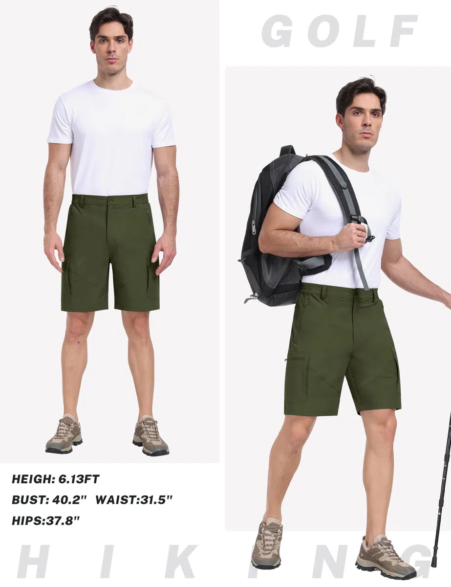 MoFiz Pantaloncini Cargo Uomo Pantaloncini da Trekking Pantaloni Corti Bermuda Golf Sportivi Leggeri Asciugatura Rapida Pantaloncini Escursionismo con 5 Tasche