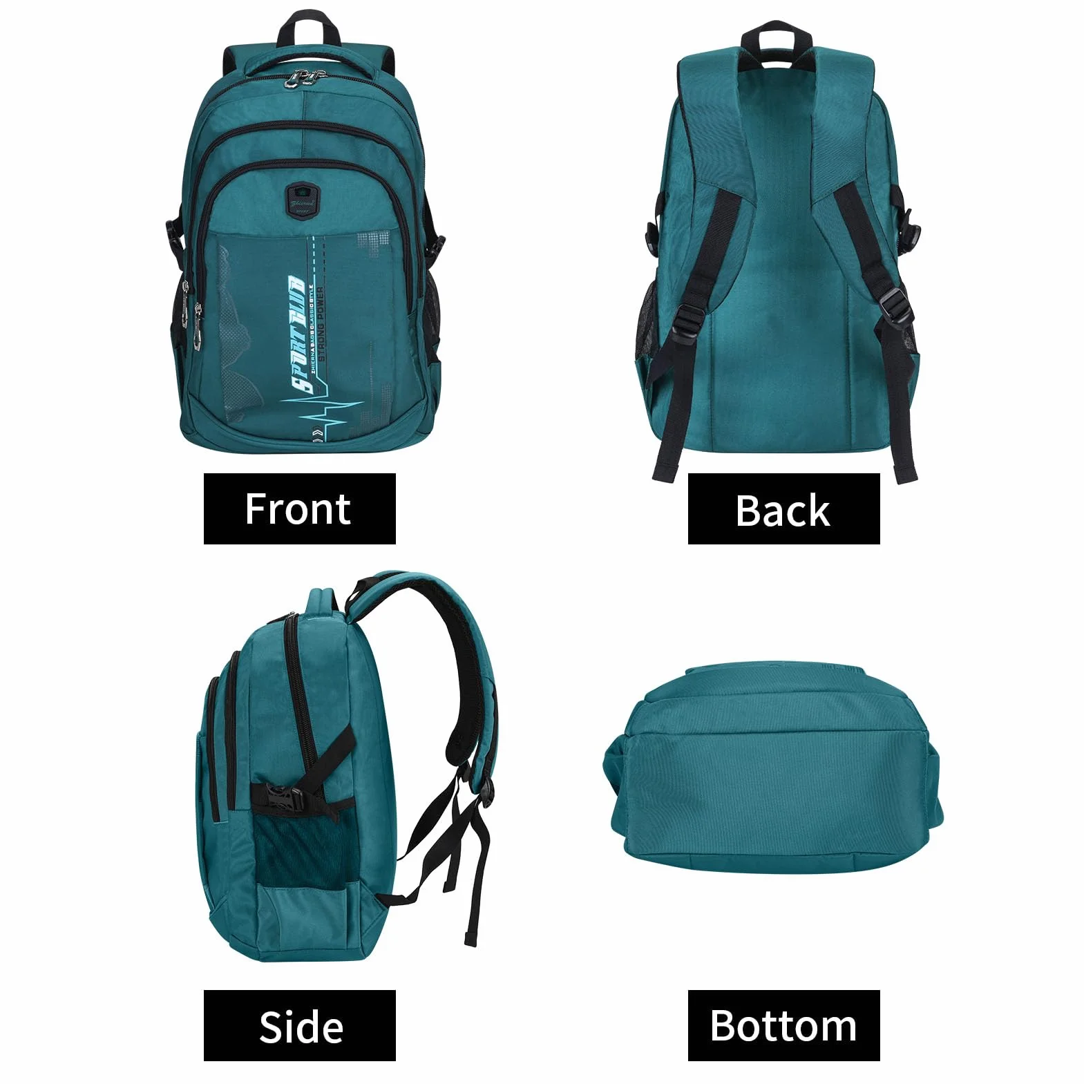 Zaini Scolastici per Studenti Bambini Borsa per Libri Zaino per Laptop Zaino Scolastico Zaino Casual da Giorno Zaino da Viaggio per Ragazzi Adolescenti, Verde scuro, 13 x 31 x 44.5 cm