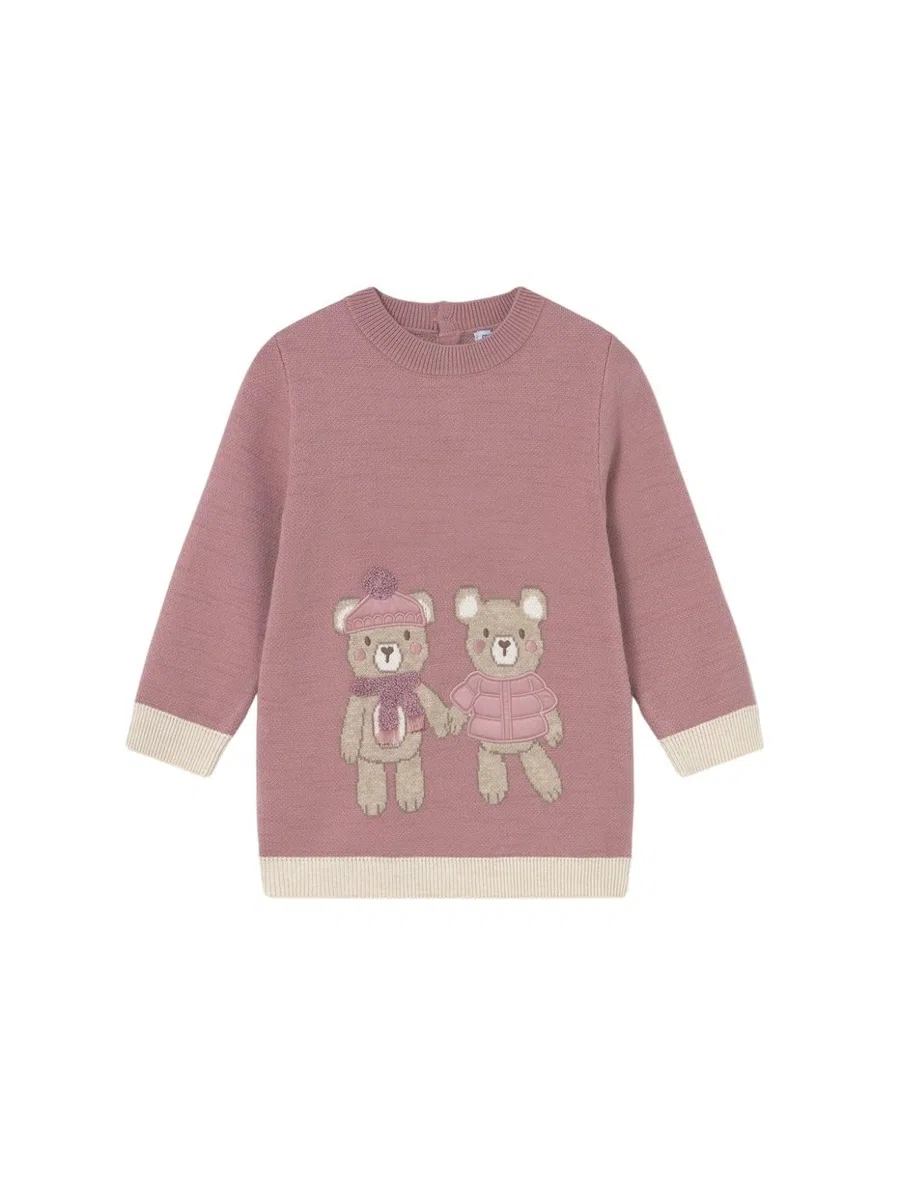 Mayoral Vestito Maglia Jacquard per Bimba Orchidea