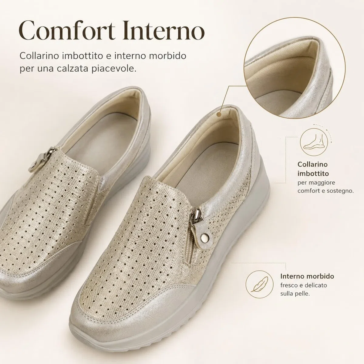 Scarpe Donna Slip On con Zeppa Sneakers Comode Casual Traspiranti Suola Alta Antiscivolo Leggere Senza Lacci Scarpe da Passeggio