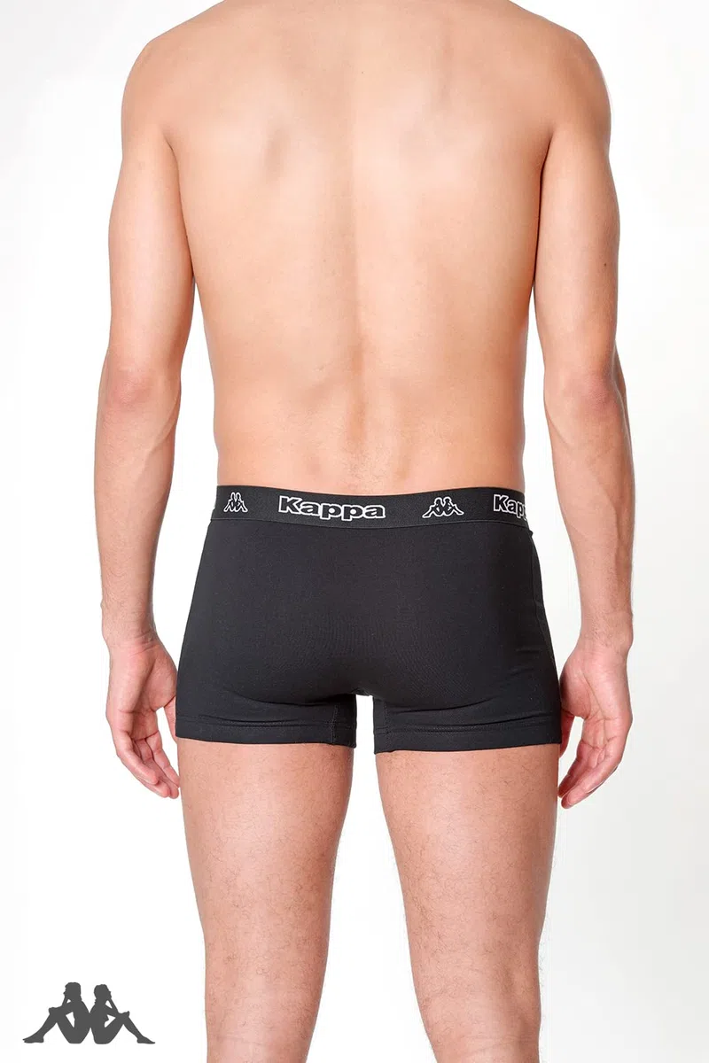 Kappa Boxer Uomo 6 Pezzi - Mutande Uomo Attillate in Cotone Elasticizzato - Boxer Nero con Fondo Nero - Taglia M - Intimo Uomo di qualità