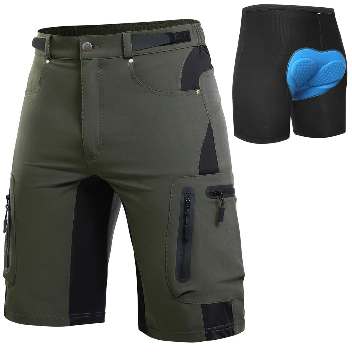 Cycorld Pantaloni da Ciclismo da Uomo, ad Asciugatura Rapida, per Mountain Bike, con Imbottitura 4D, Elastici per Sport all'Aria Aperta, da Ciclismo