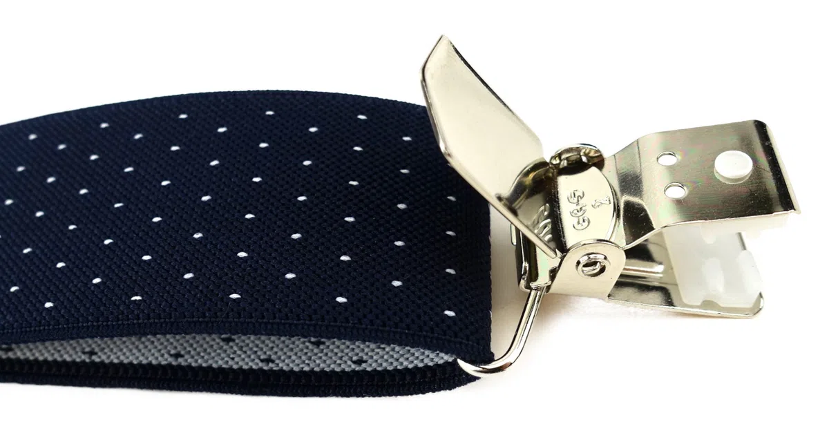 TigerTie - Bretelle unisex a Y con 3 clip molto robuste, a pois, lavorazione di alta qualità, larghezza 35 mm