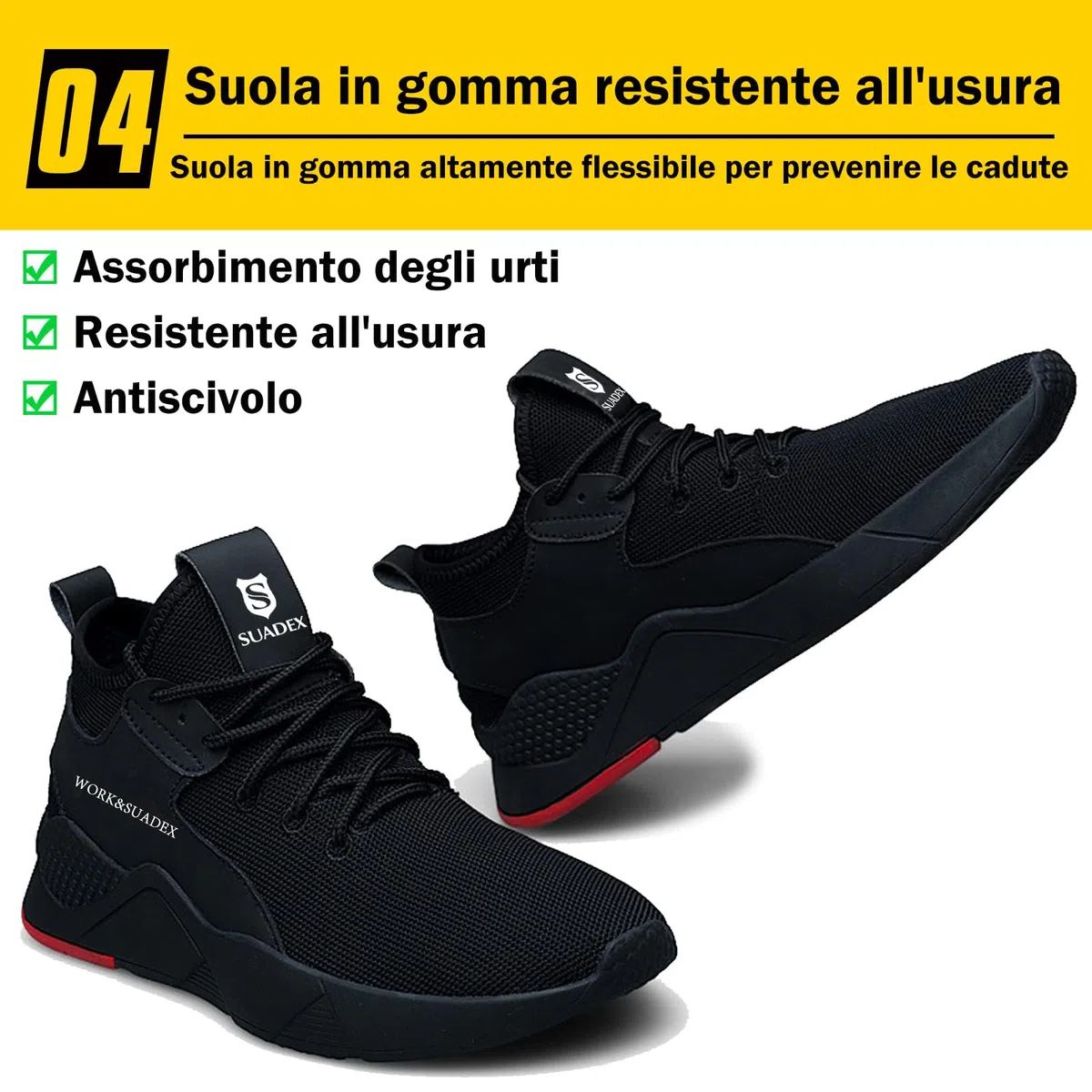 SUADEX Scarpe Antinfortunistiche Uomo Donna Scarpe da Lavoroleggere Alte Comode Scarpe Sicurezza
