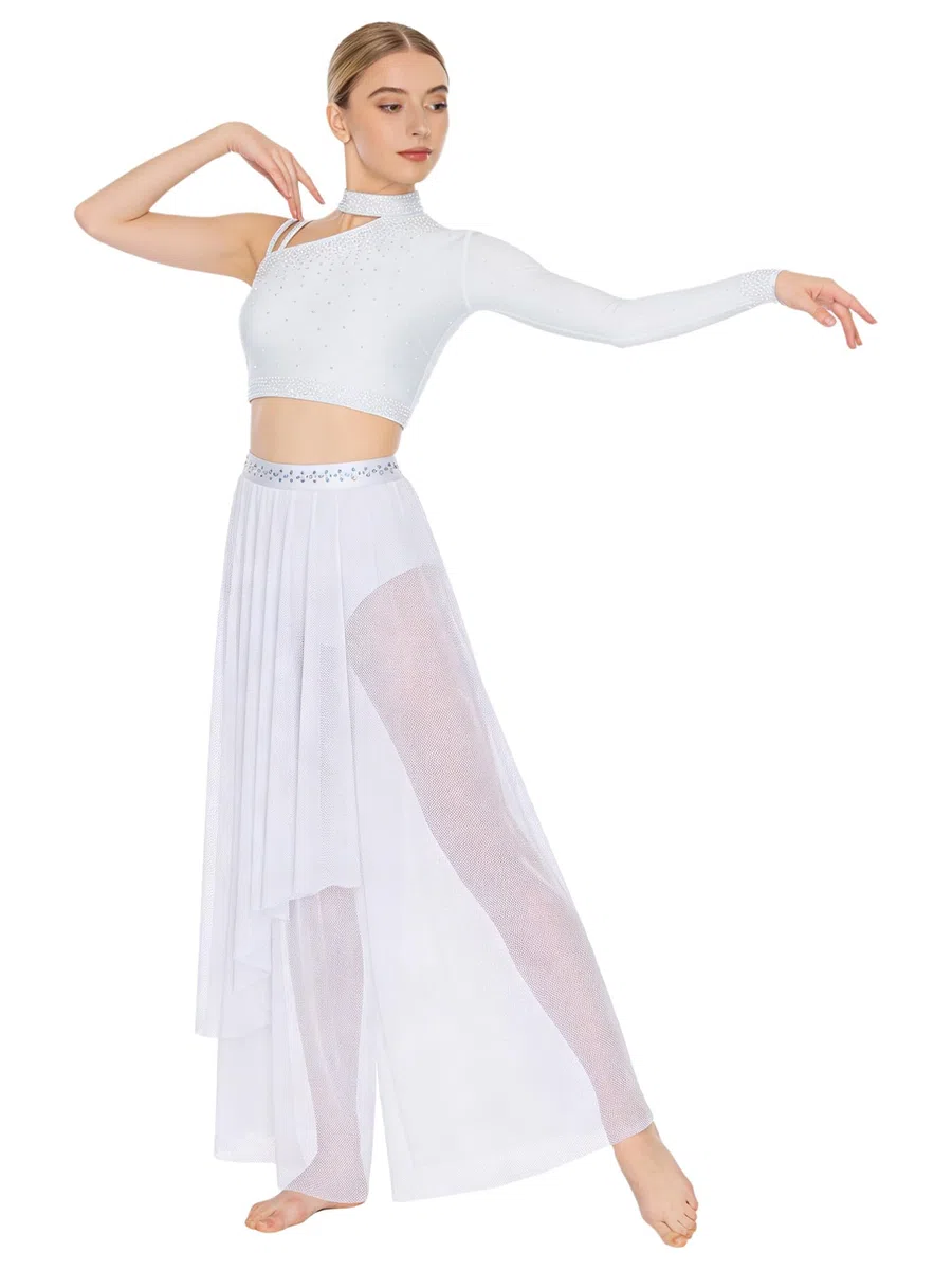 Vestito La Danza Contemporanea Donna Ensemble con Spalla Nuda Camicetta E Pantaloncino La Danza Lirica Moderna