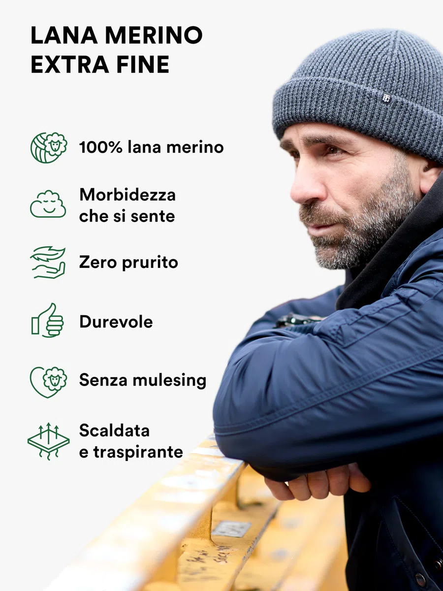 Enter the Complex® Fisherman Beanie, Berretto Uomo e Donna, 100% Lana Merino, a Due Strati