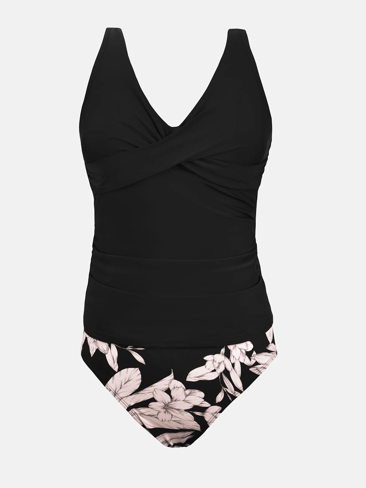 CUPSHE - Tankini da donna, set costume da bagno a due pezzi, slip a vita media e arricciatura frontale