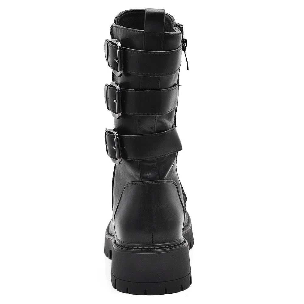 IF FASHION Stivali Stivaletti Anfibi Scarpe da Donna Con Platform Zip 6004