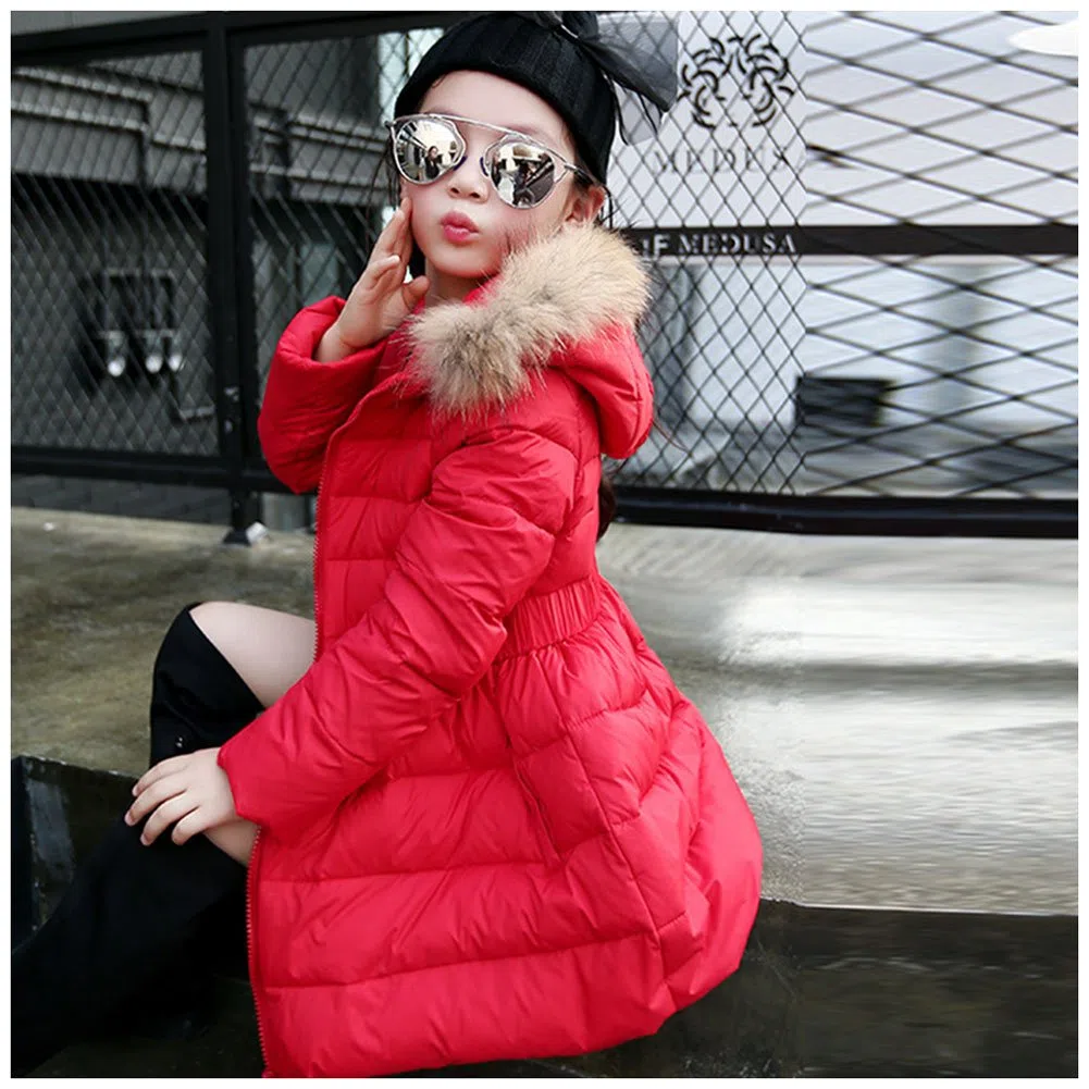 Piumino Bambina Invernale Giacca Bambina Piumino lungo Cappotto per Bambini Elastic