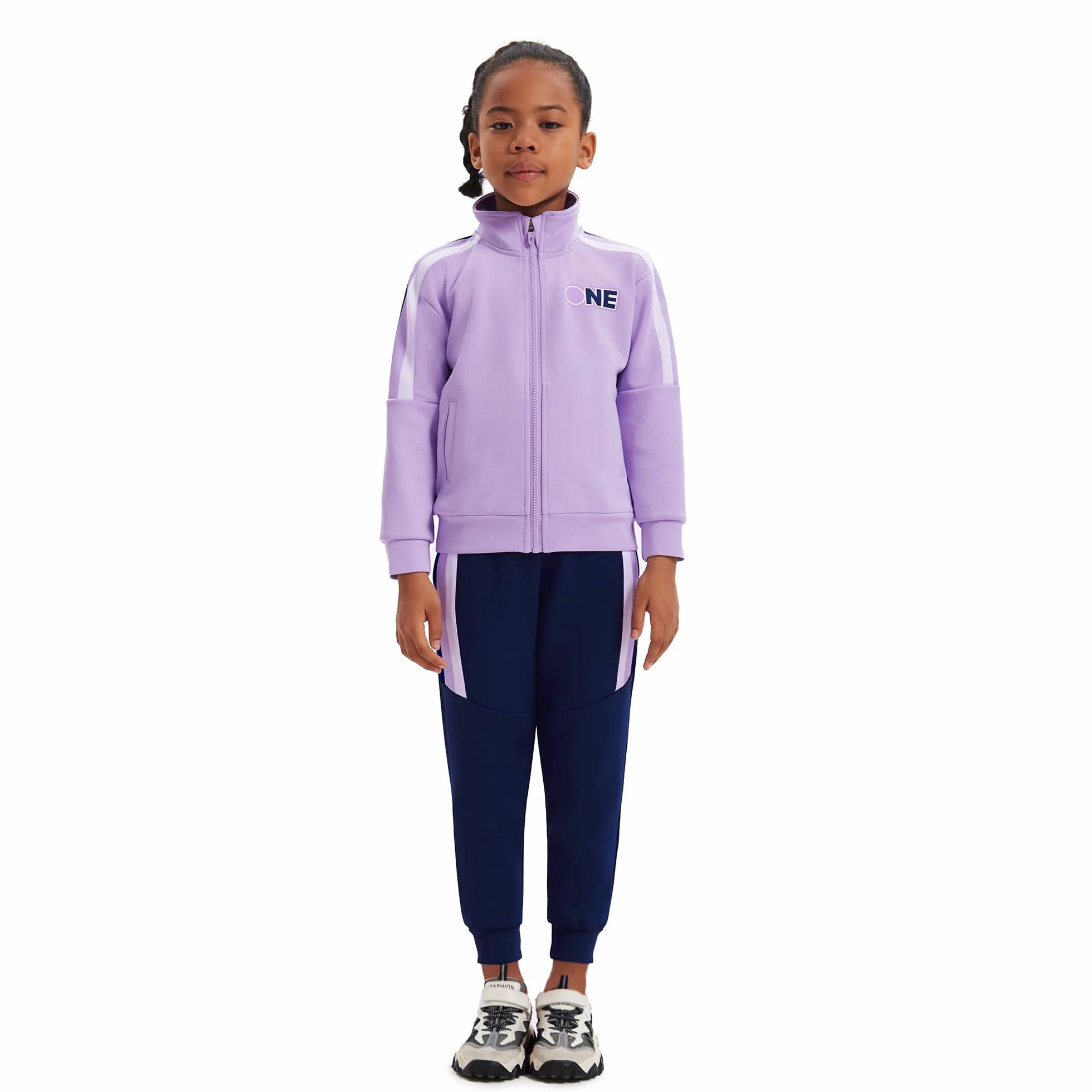 Ragazze Bambini Tuta Abbigliamento 2 pezzi Set a righe Bomber con zip Top con tasche Sport Jogger Pantaloni