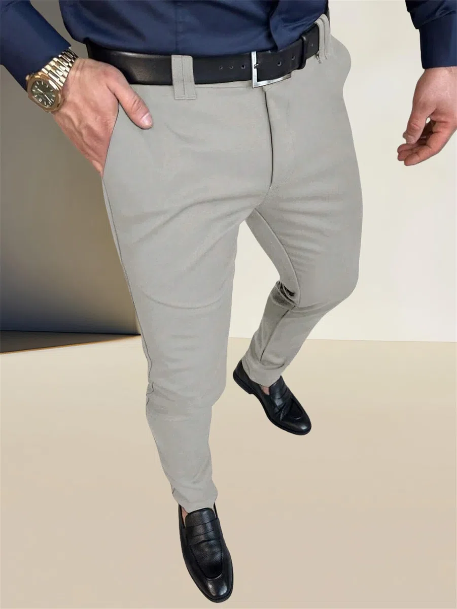 Pantaloni aderenti elasticizzati da uomo, vestibilità aderente, pantaloni affusolati, pantaloni skinny da uomo, tuta espandibile in vita