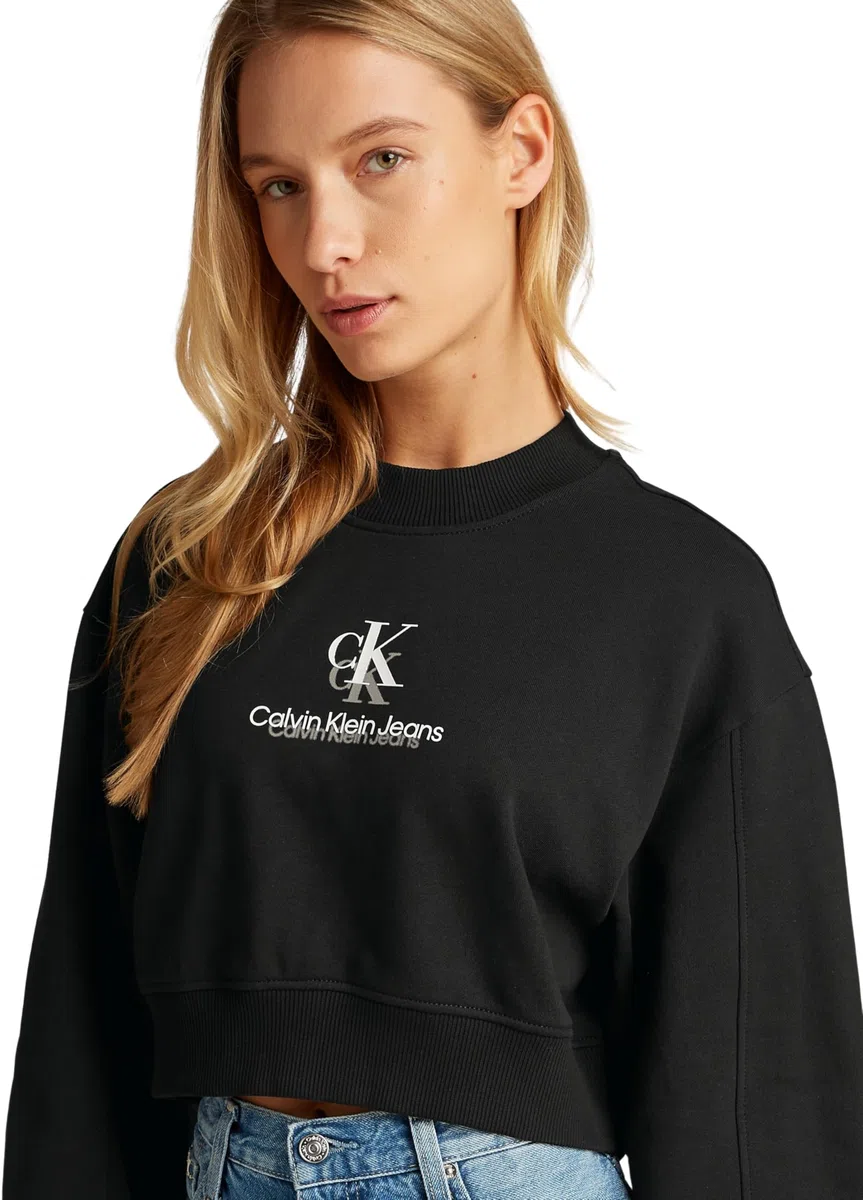 Calvin Klein Donna Felpa Shadow Graphic Crewneck Cropped