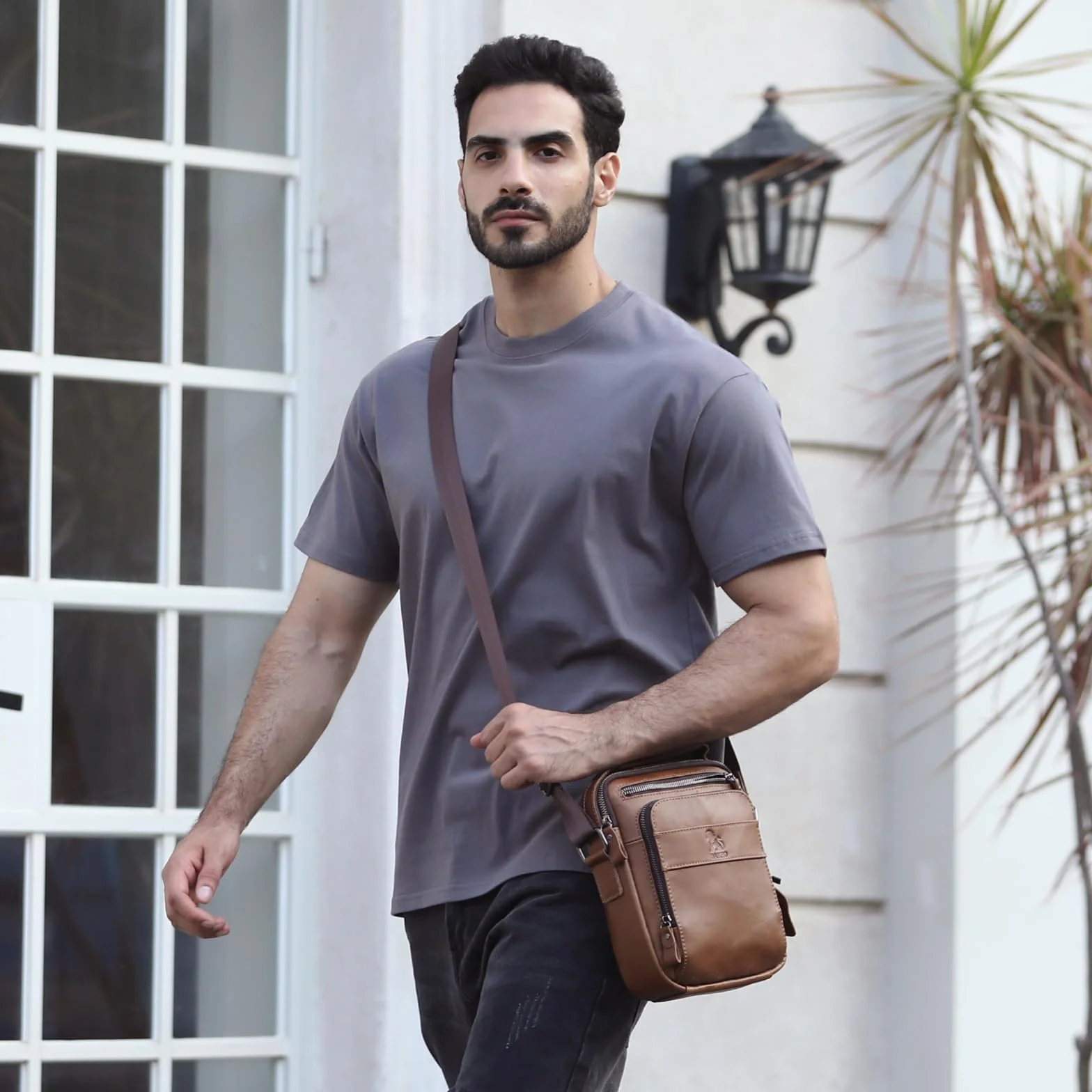 BAIGIO Borsello Uomo Pelle, Borsa a Tracolla Piccola Borsa da Uomini in Vera Pelle Casuale Borse Messenger per iPad iPhone e Viaggio Attività Commerciale