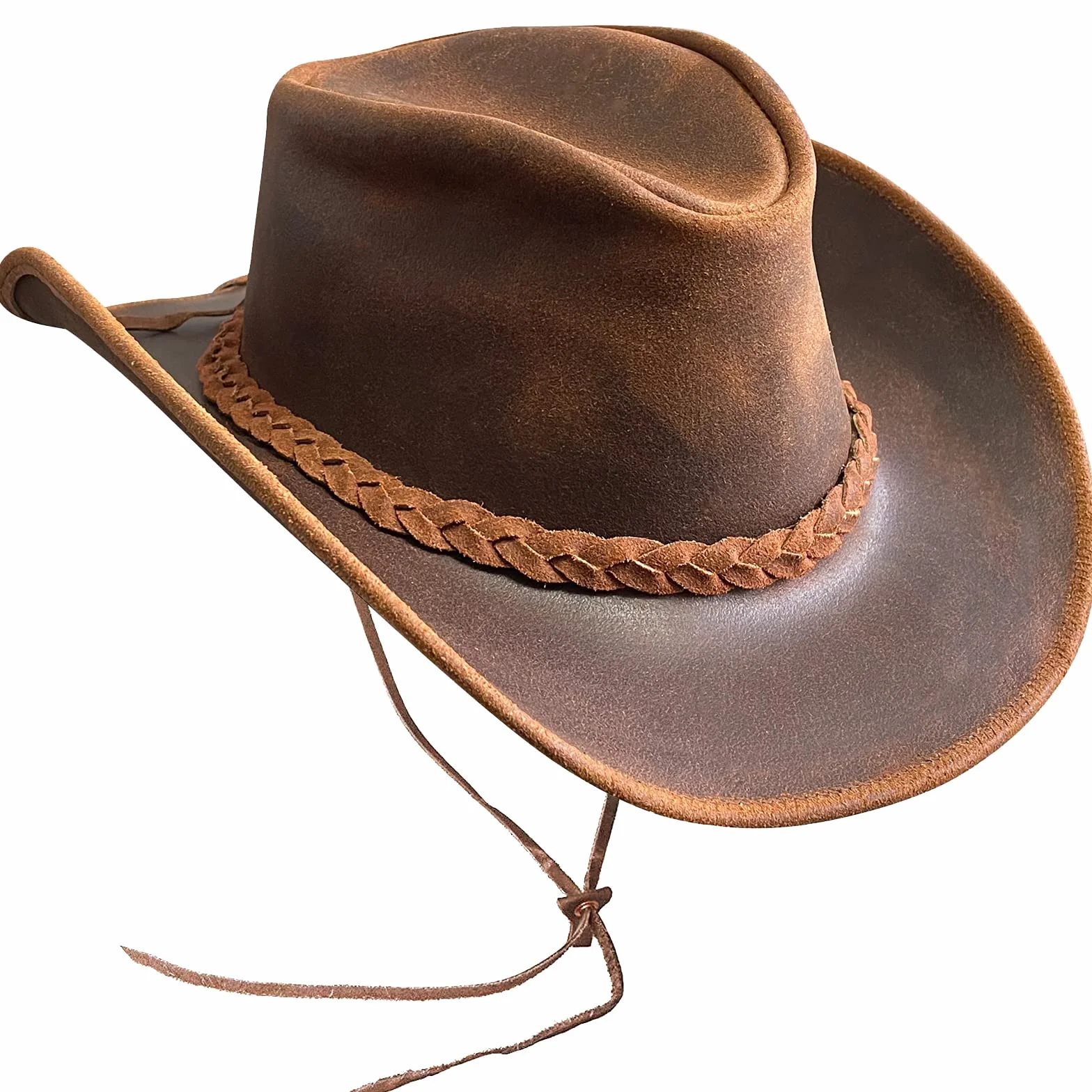 BRANDSLOCK Cowboy Cappello in Pelle Australiana, Fatto a Mano, Leggero e modellabile. Tesa Larga per, Ideale per Uomo, Donna, Feste, Costumi e Viaggi.