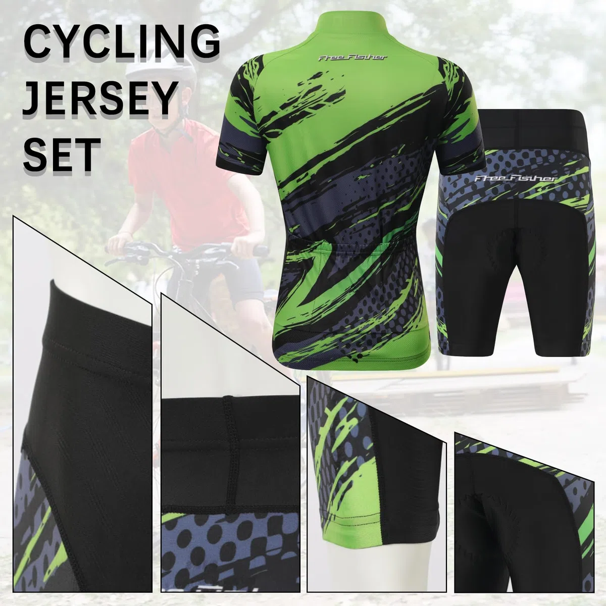 Bambino Ragazzo Maglie Ciclismo Ragazza Quick Dry Maglie Manica Corta&Pantaloncini da bicicletta con Cuscino di Seduta 3D Traspirante Abbigliamento Sportivo Ciclismo