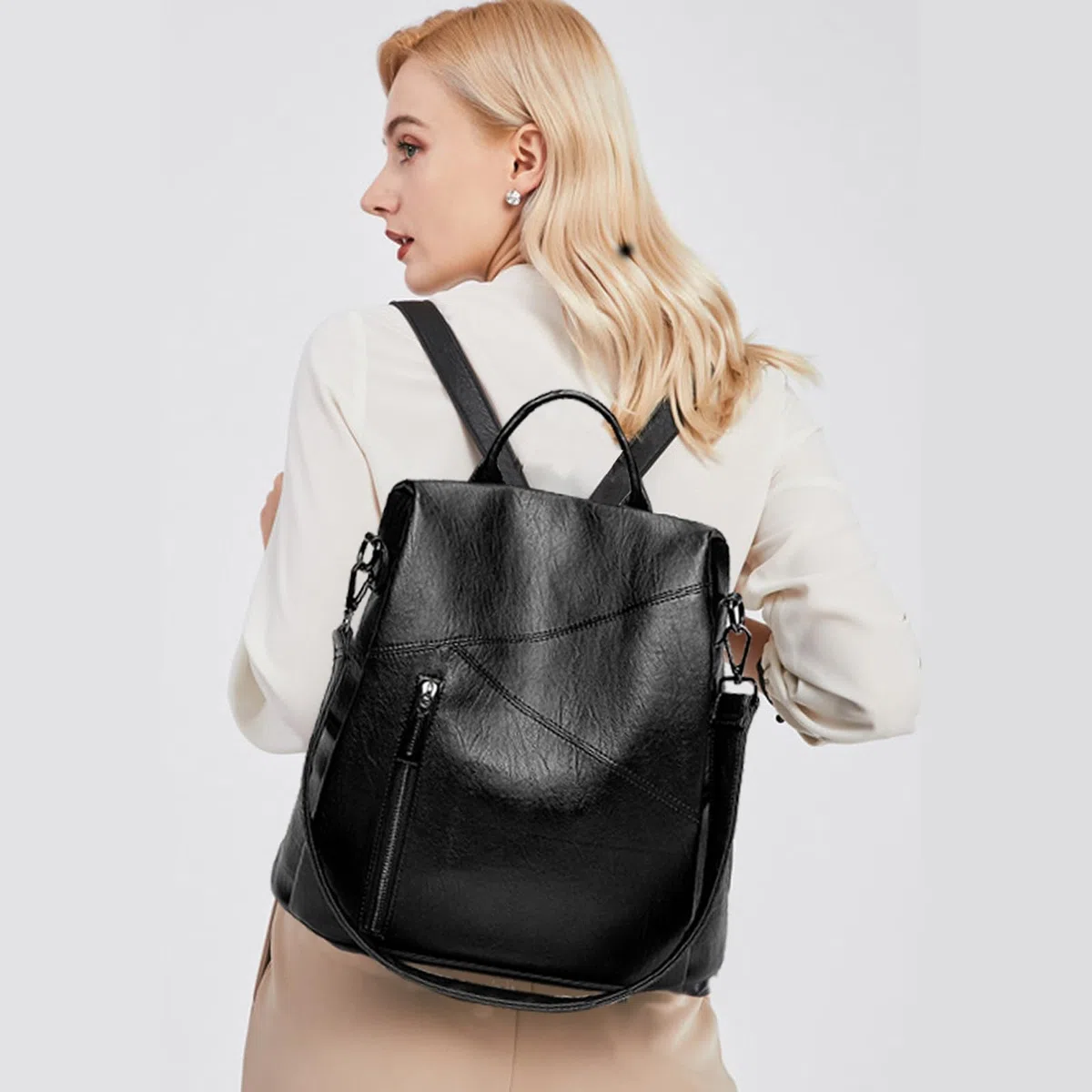 Donna Borse a zainetto in Pelle PU Zaino Da Donna Antifurto Zainetto Multifunzionale Borsa a tracolla per Uso Quotidiano e Viaggio