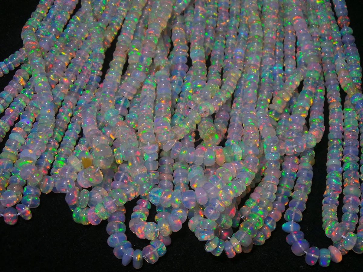 Artist Unknown Si-1170 - Perline di opale etiope, rondelles naturali di opale, 2,5-4,5 mm, filo da 40,6 cm, per la creazione di gioielli