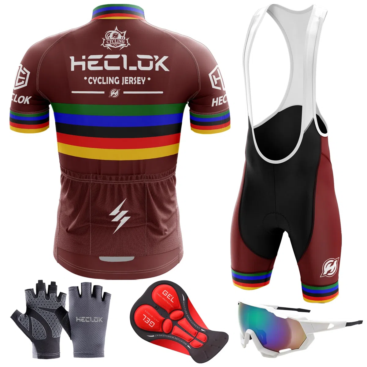 Completo Ciclismo Uomo Manica Corta - Maglia e Pantaloncini con Imbottitura Gel 3D per Bici da Corsa e MTB | Traspirante e Asciugatura Rapida | Personalizzabile con il Tuo Logo