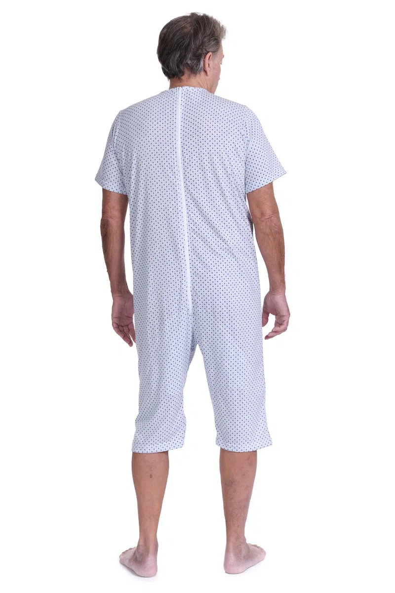 FERRUCCI COMFORT Pigiama Tutone Sanitario Estivo con 3 Zip in Cotone a Maniche Corte e Pantalone Corto - 9008/6 - Made in Italy - Adatto agli Anziani