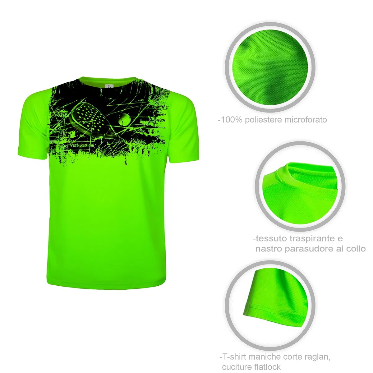 Completo Padel Uomo Personalizzabile Traspirante composto da Maglia e Pantaloncini Con Tasche, Abbigliamento Padel Made In Italy