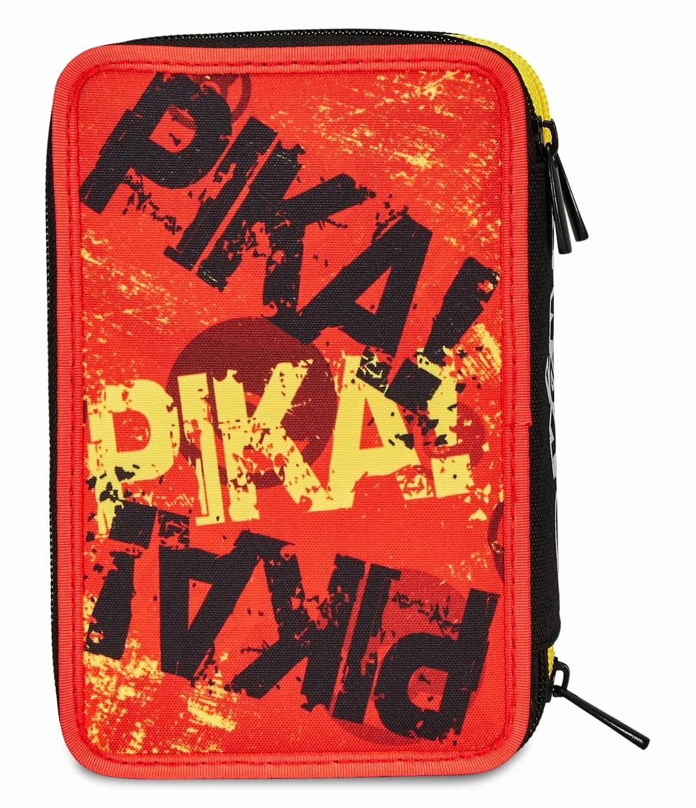 Seven Astuccio Scuola 3 Scomparti, PIKACHU - POKEMON, Giallo Rosso - Portapenne Multi Scomparto Con Matite, Penne e Colori, Accessori Zaino, Zaino Scuola - Astuccio Bambino Ragazzo - Pokemon