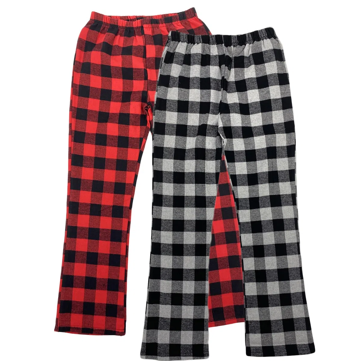 LANBAOSI Pantaloni da pigiama in flanella per bambini, con elastico in vita, per il tempo libero, in cotone spazzolato, a quadri, con tasche