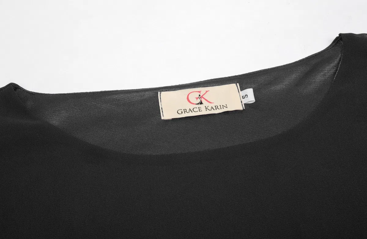 GRACE KARIN Camicia Donna Paillettes a Manica a 3/4 Top Elegante Girocollo Manicotto Split
