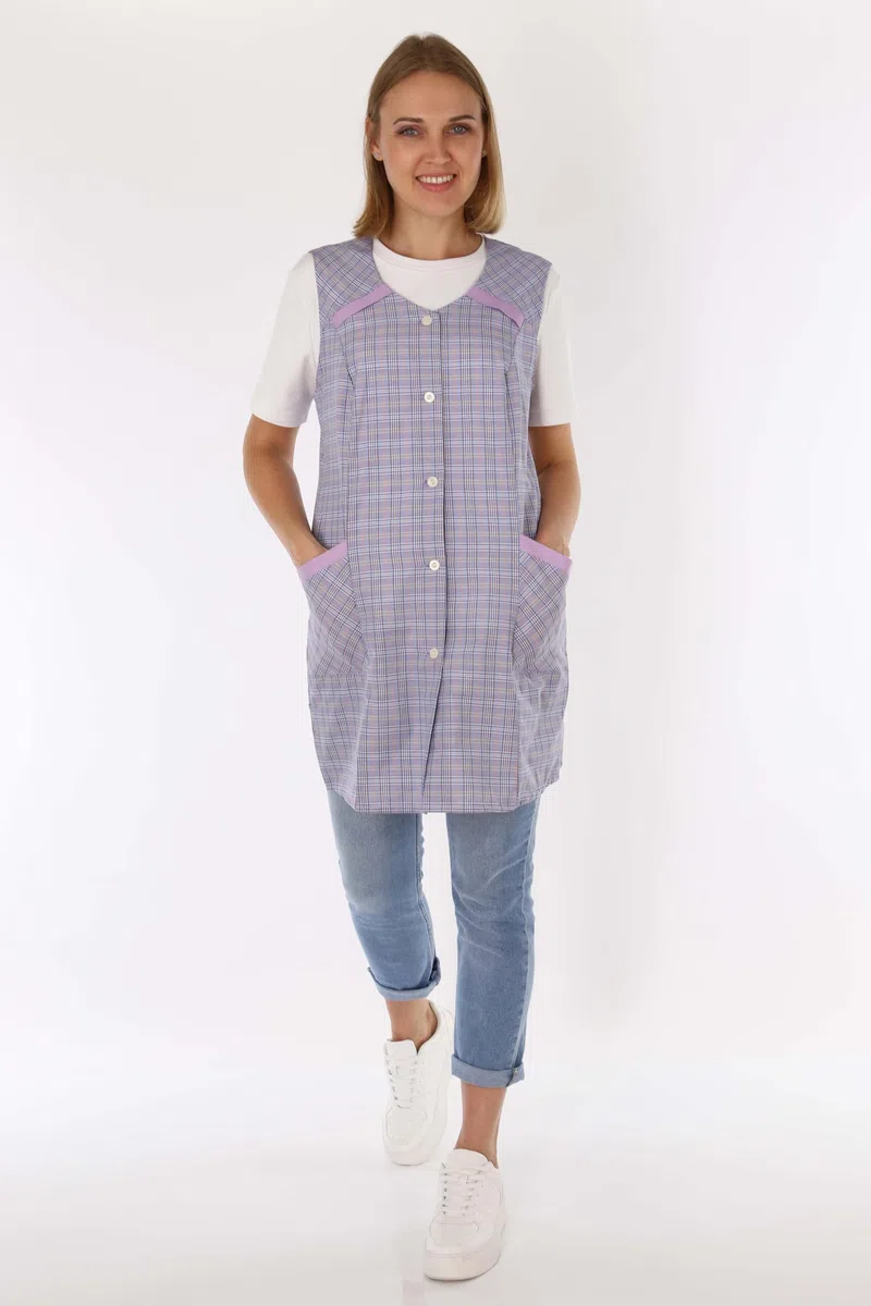 Kasack - Grembiule da cucina da donna, in poliestere e cotone colorato, con maniche corte design 4 54