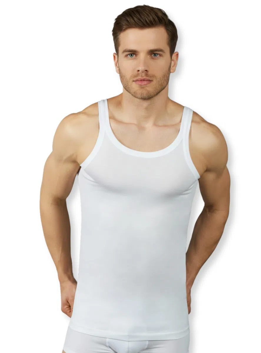VP PINUCCIO VENEGONI Set 2 Canottiera Uomo Cotone Filo di Scozia Spalla Stretta | Canotta Uomo Bianca Intima, Cuciture Piatte, Filato Certificato, Traspirante, Lavabile in Lavatrice, Made in Italy