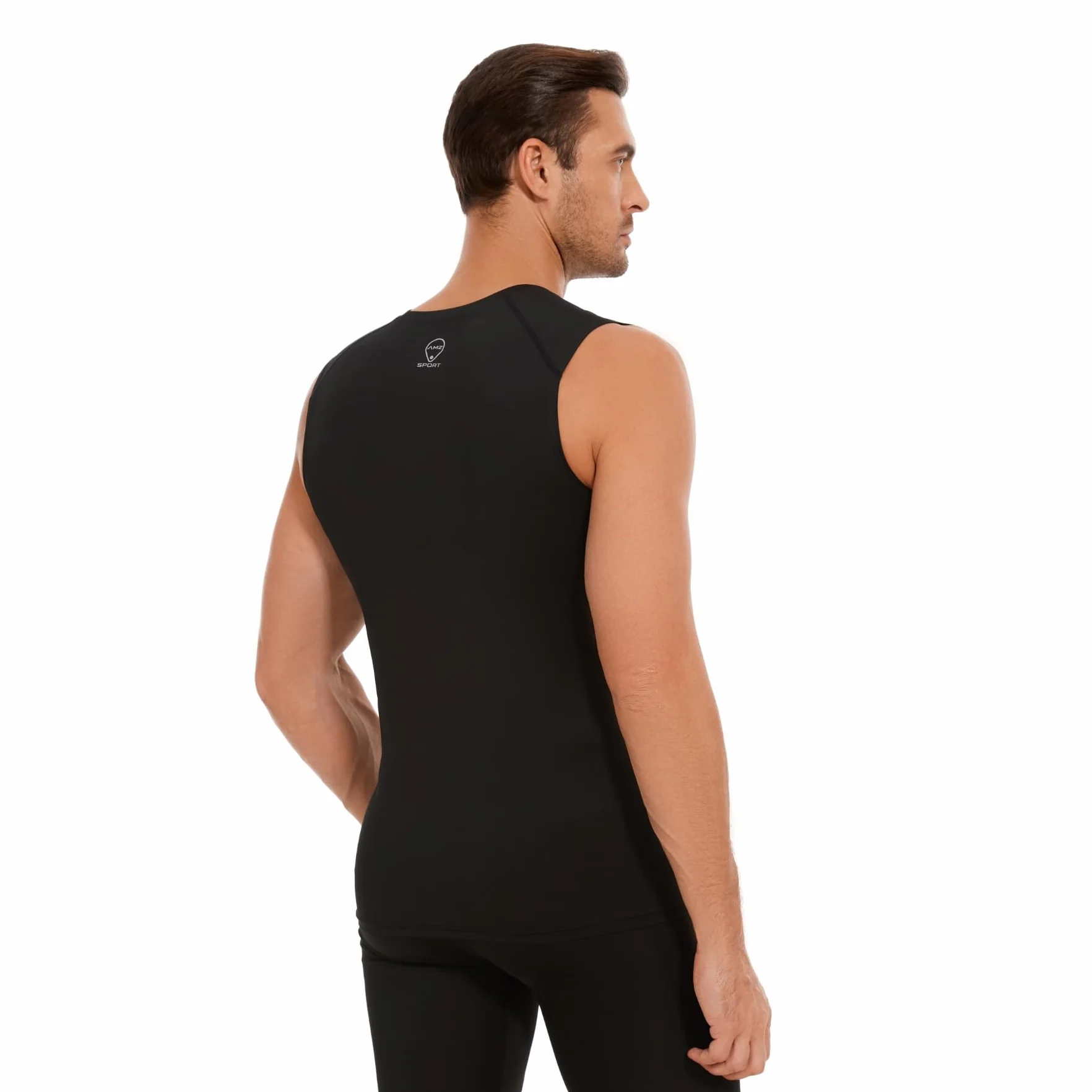 AMZSPORT Confezione da 5 Canotte da Uomo Traspiranti Maglia a Compressione, Maglia Funzionale, Maglia da Corsa, Canotta Senza Maniche per Sport, Palestra, Fitness e Running