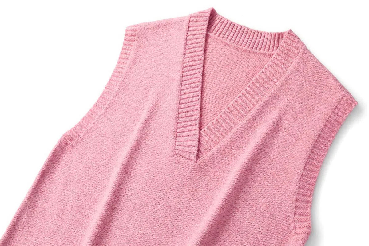 MODFUL Maglia da donna senza maniche con scollo a V, maglione grosso classico