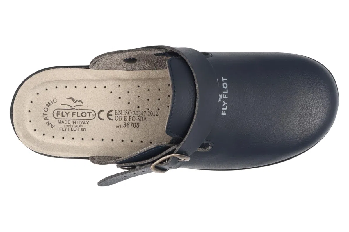 Fly Flot | Professional Certified, Zoccoli Sanitari Uomo con Cinturino e Elastico Regolabile, Ciabatta con Tomaia e Sottopiede in Evopell