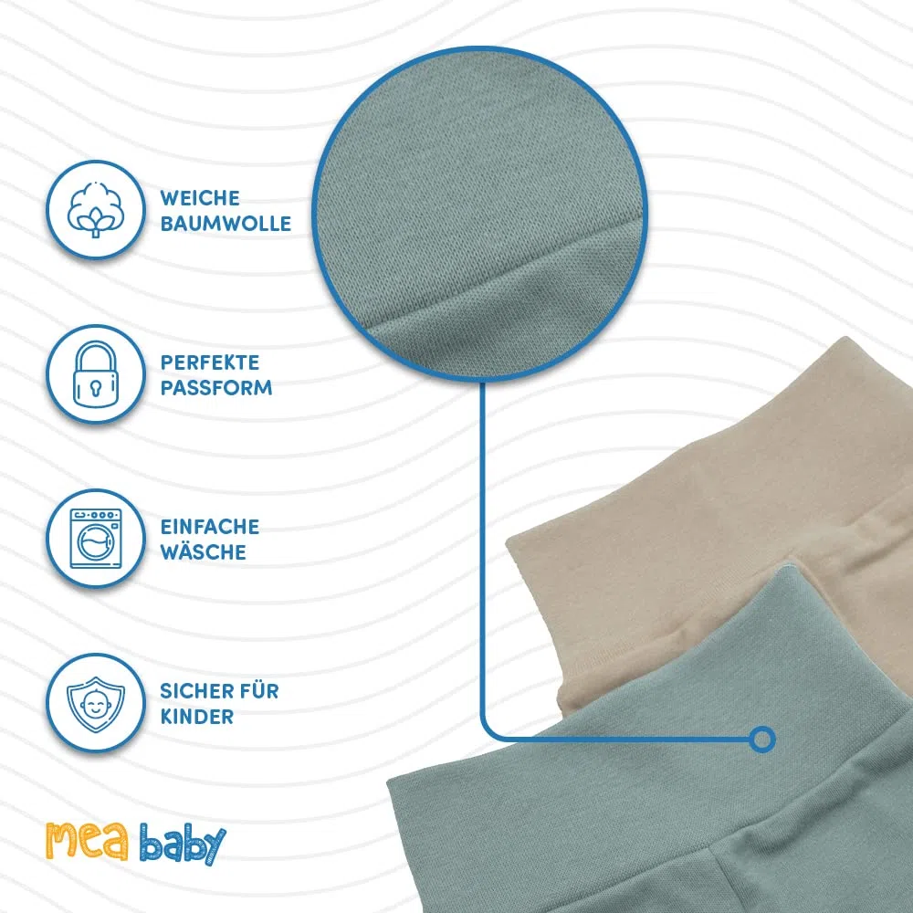 MEA BABY Pantaloni Unisex per Bambini con Piede in 100% Cotone in Confezione da 5 Pezzi