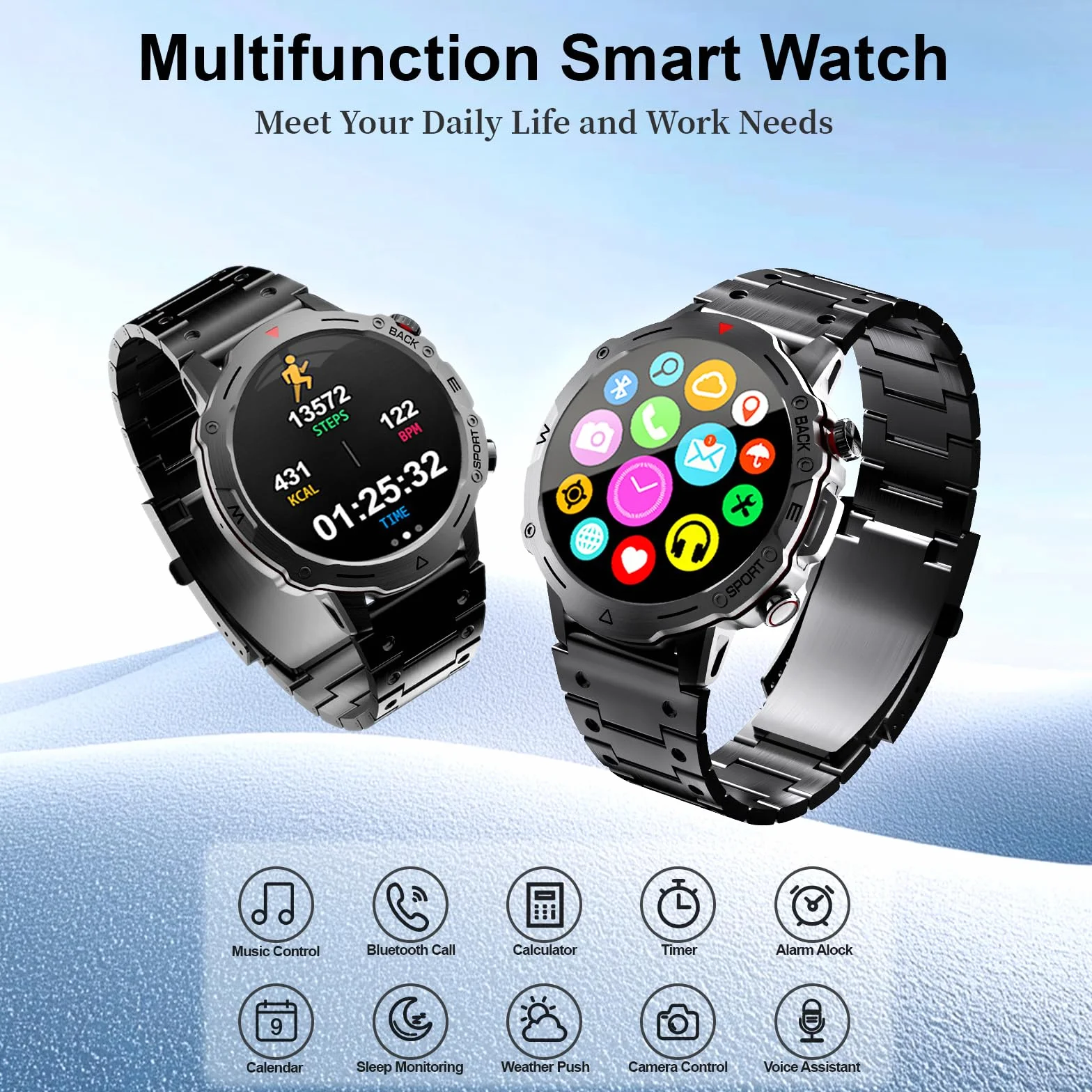 Smartwatch Uomo Donna con Effettua/Risposta Chiamate, 1.39" Orologio Smartwatch Monitoraggio del SpO2/Sonno, Impermeabile IP68, 100+ Modalità Sport, Fitness Tracker per Android iOS