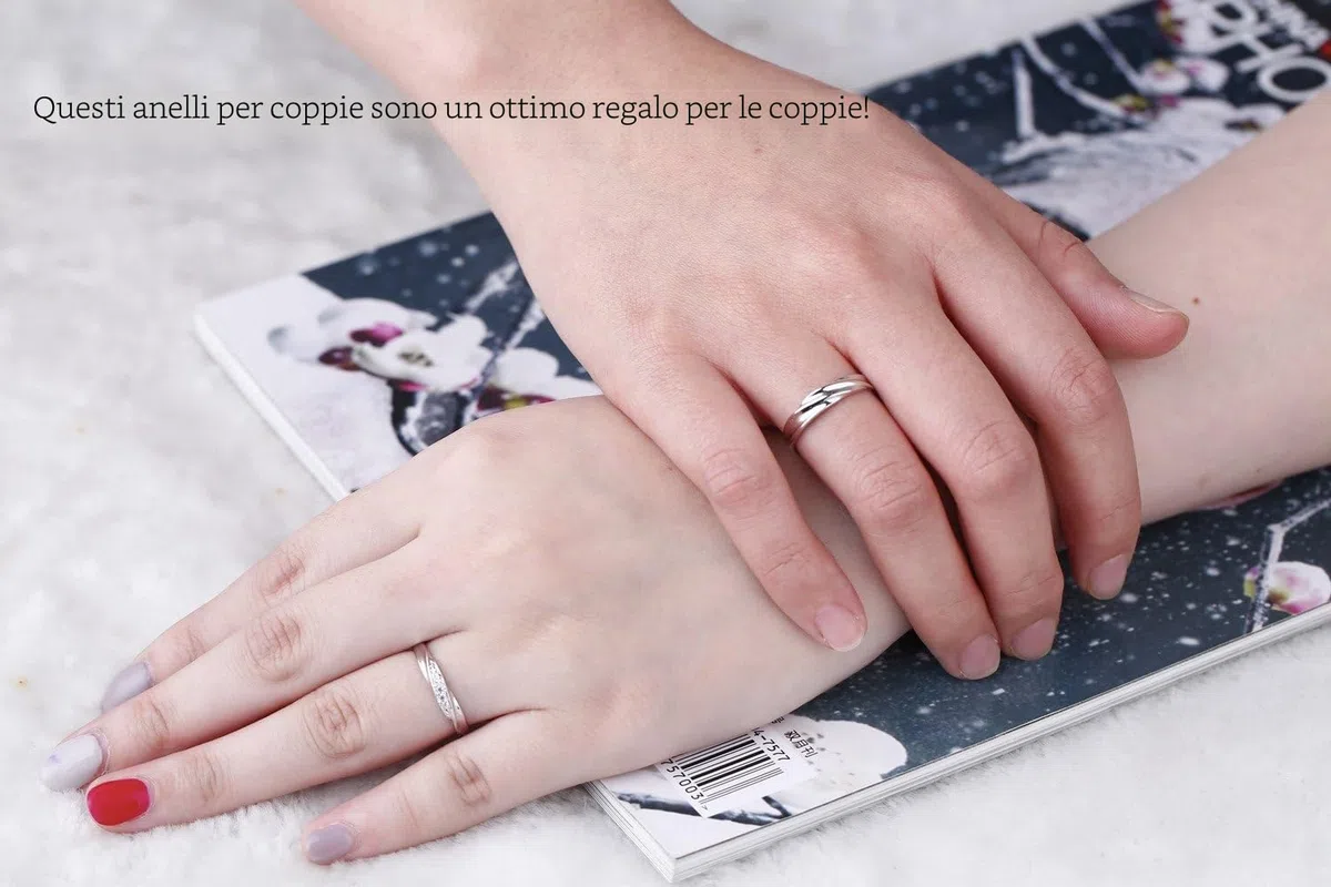 sassu fine Endless Love, coppia di anelli in argento 925 con zirconia cubica Swarovski, regolabili, fedi nuziali, anelli di promessa (anelli per coppia)
