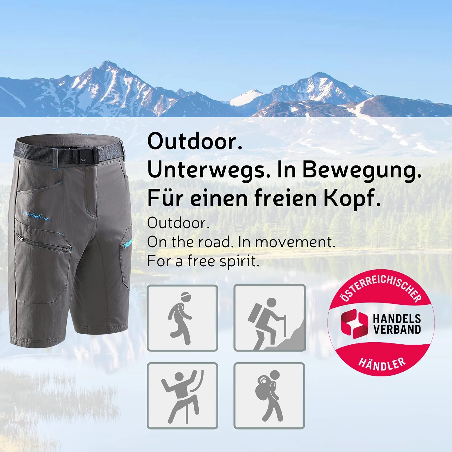 Black Crevice, Pantaloncini da Trekking, da Uomo