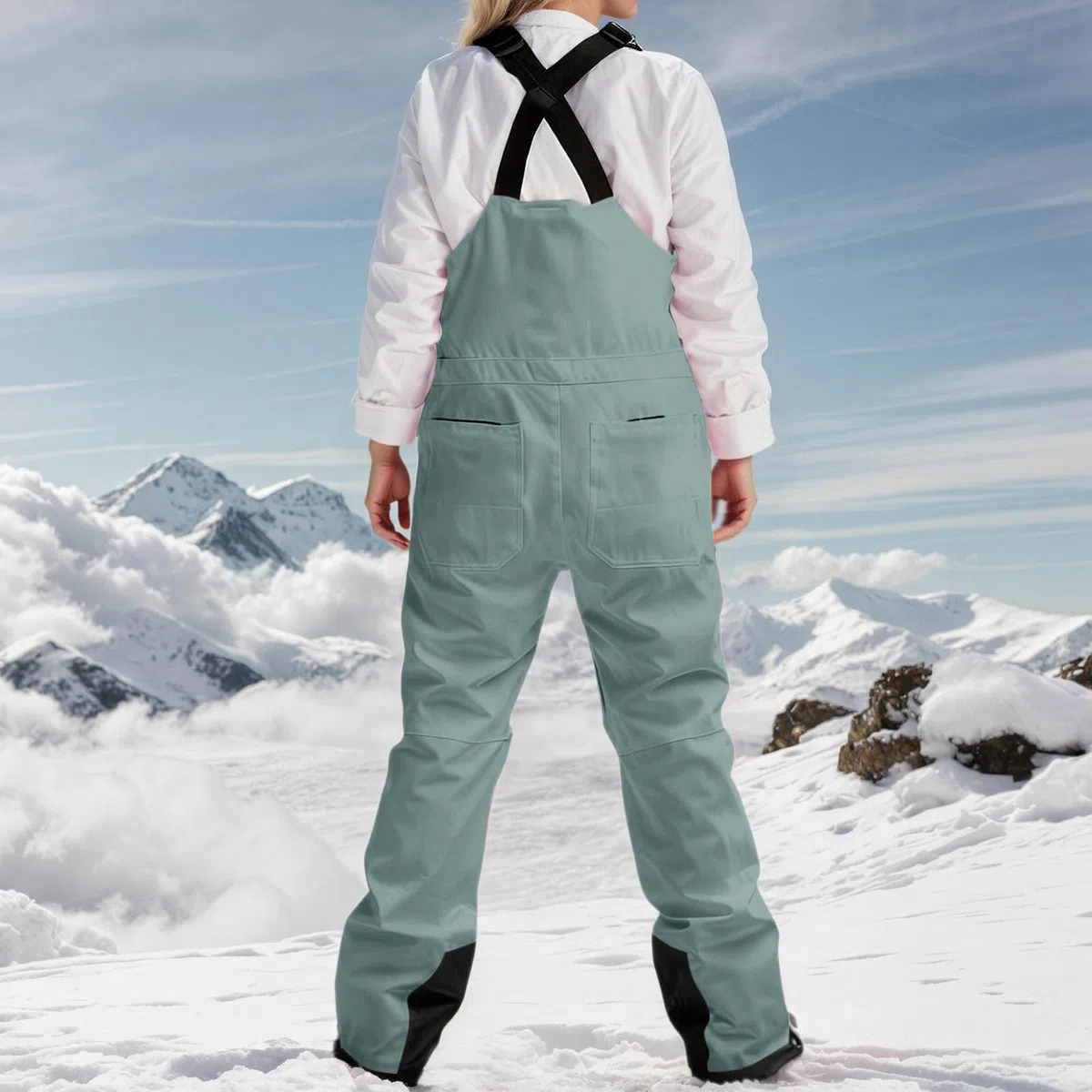 Generisch - Pantaloni da sci da donna, impermeabili, termici, imbottiti, con salopette regolabili, per attività all'aria aperta, antivento, per snowboard, invernali, alla moda, softshell