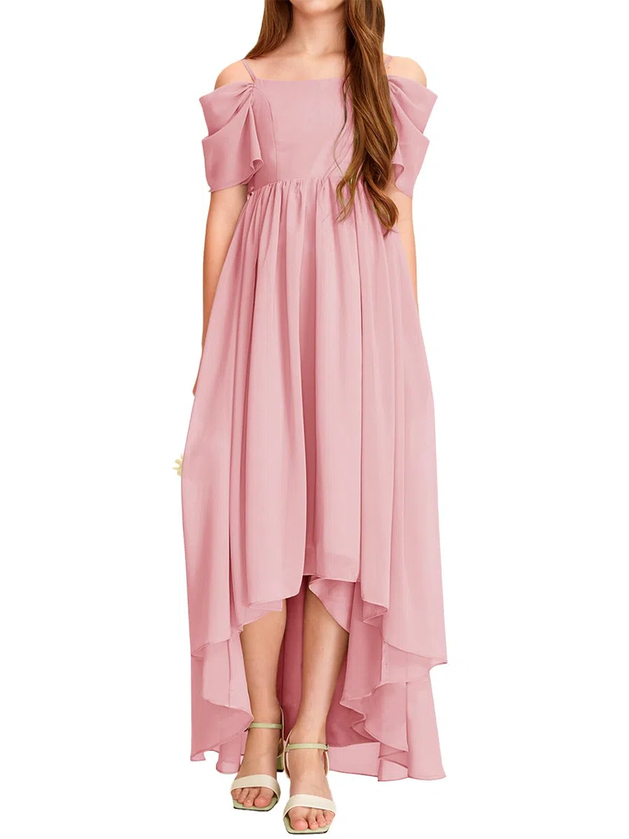 Haloumoning Abito da ragazza con spalle scoperte con volant, abito estivo per bambini, linea ad A, tinta unita, elegante, per feste, matrimoni, compleanni, feste