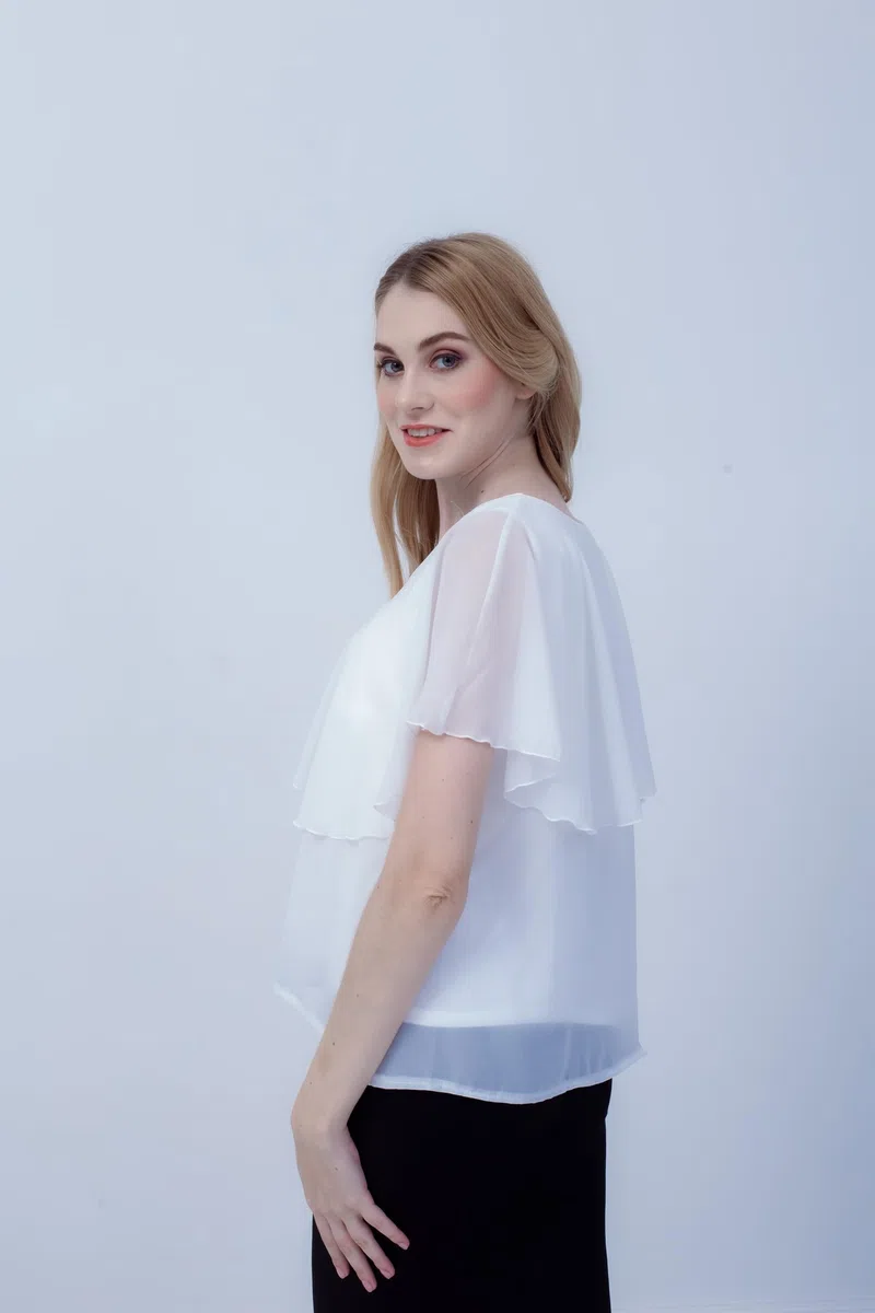 Blusa da allattamento in chiffon con chiusura lampo, scollo a V
