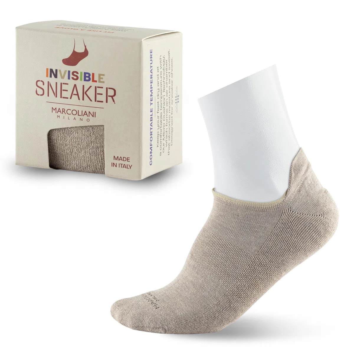 Marcoliani Milano Calzini da uomo – Sneaker invisibile Microcushion cotone Pima tinta unita